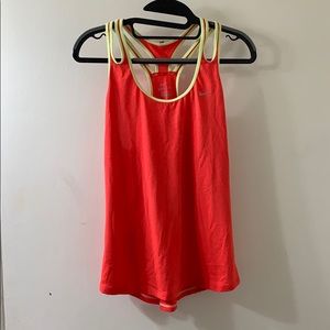 Coral and Green Nike Dry Fit Workout Tank Top